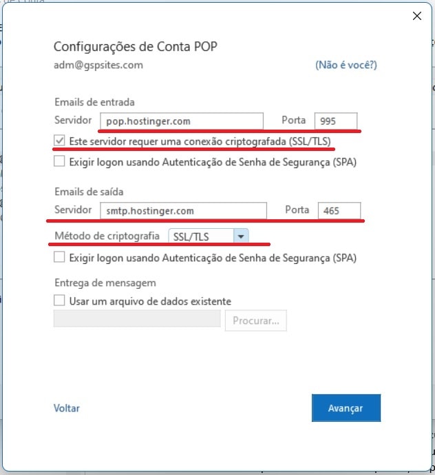 configurar email weblink outlook